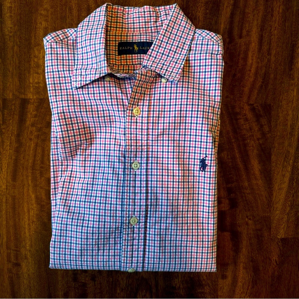 Polo Ralph Lauren Mens Button Down Gingham Performance, Medium